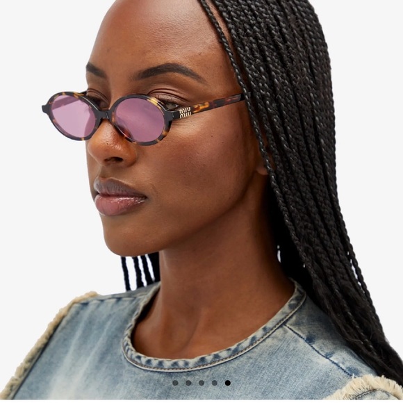 Miu Miu Tortoiseshell Oval Sunglasses with Pink Lenses - Picture 6 of 10